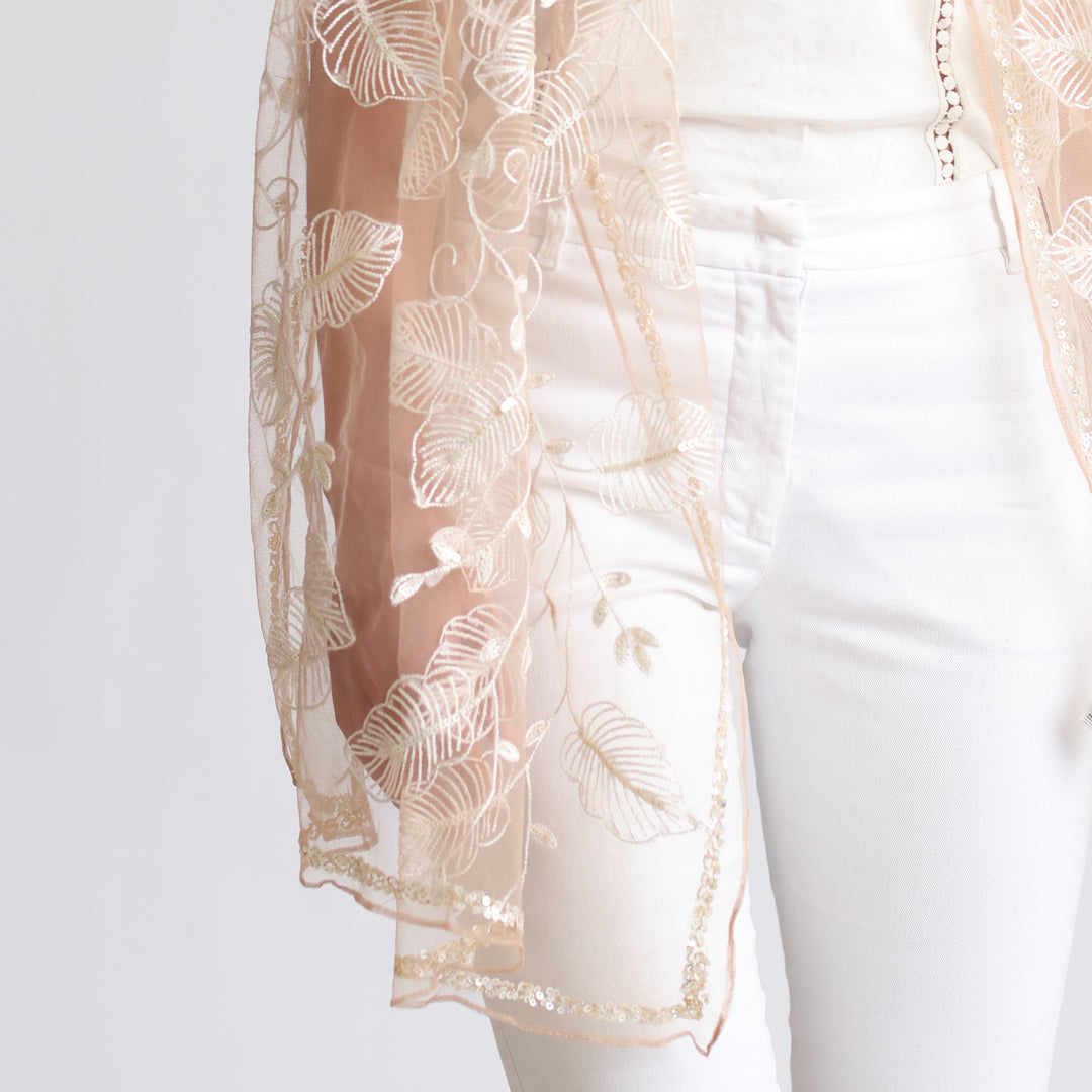 Silver - Sciarpa di tulle ricamata